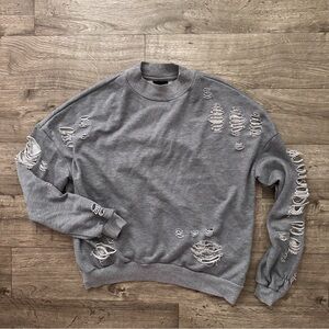 Sweet Claire Distressed Gray Sweatshirt
